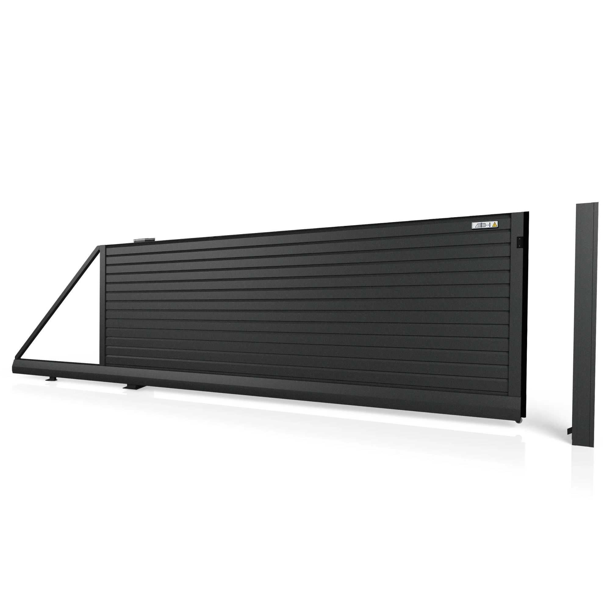 Samonosná posuvná brána HN 07, hliníková, na míru (šířka 2400 - 5500 mm, výška 1000 - 2000 mm), černá struktur