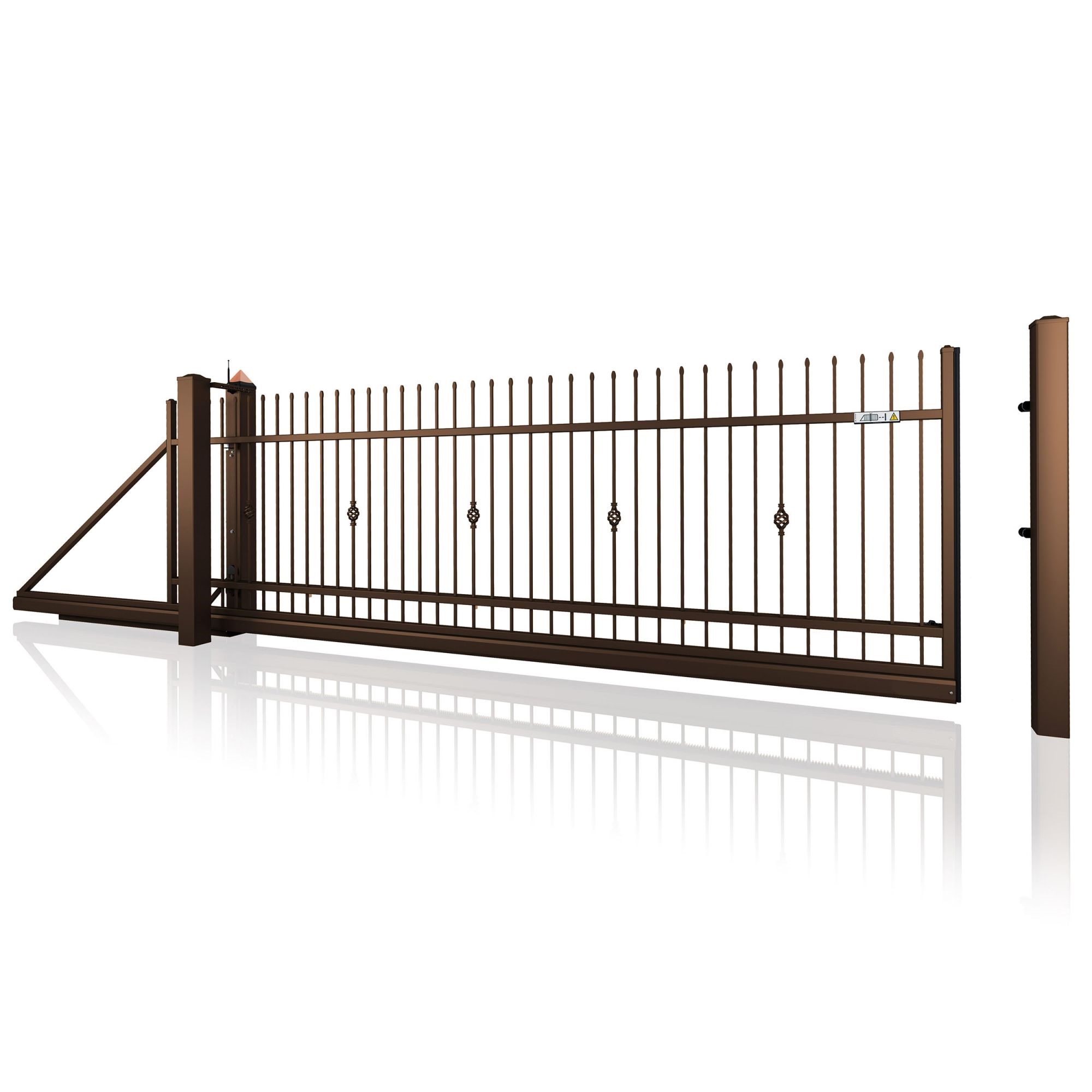 Samonosná posuvná brána STYLE 10-22, kovaná, bezúdržbová, na míru (šířka 1500–6000 mm, výška 1100–1750 mm), hn
