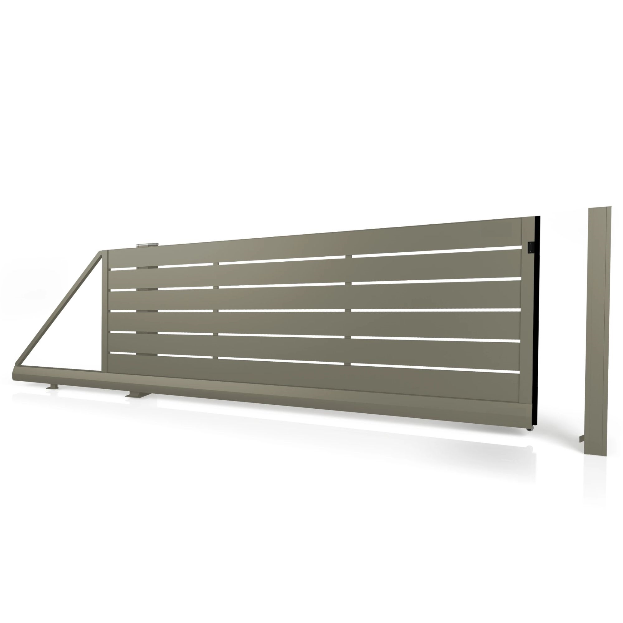 Samonosná posuvná brána HN 01, hliníková, na míru (šířka 2400 - 5500 mm, výška 1000 - 2000 mm), šedá RAL 7030