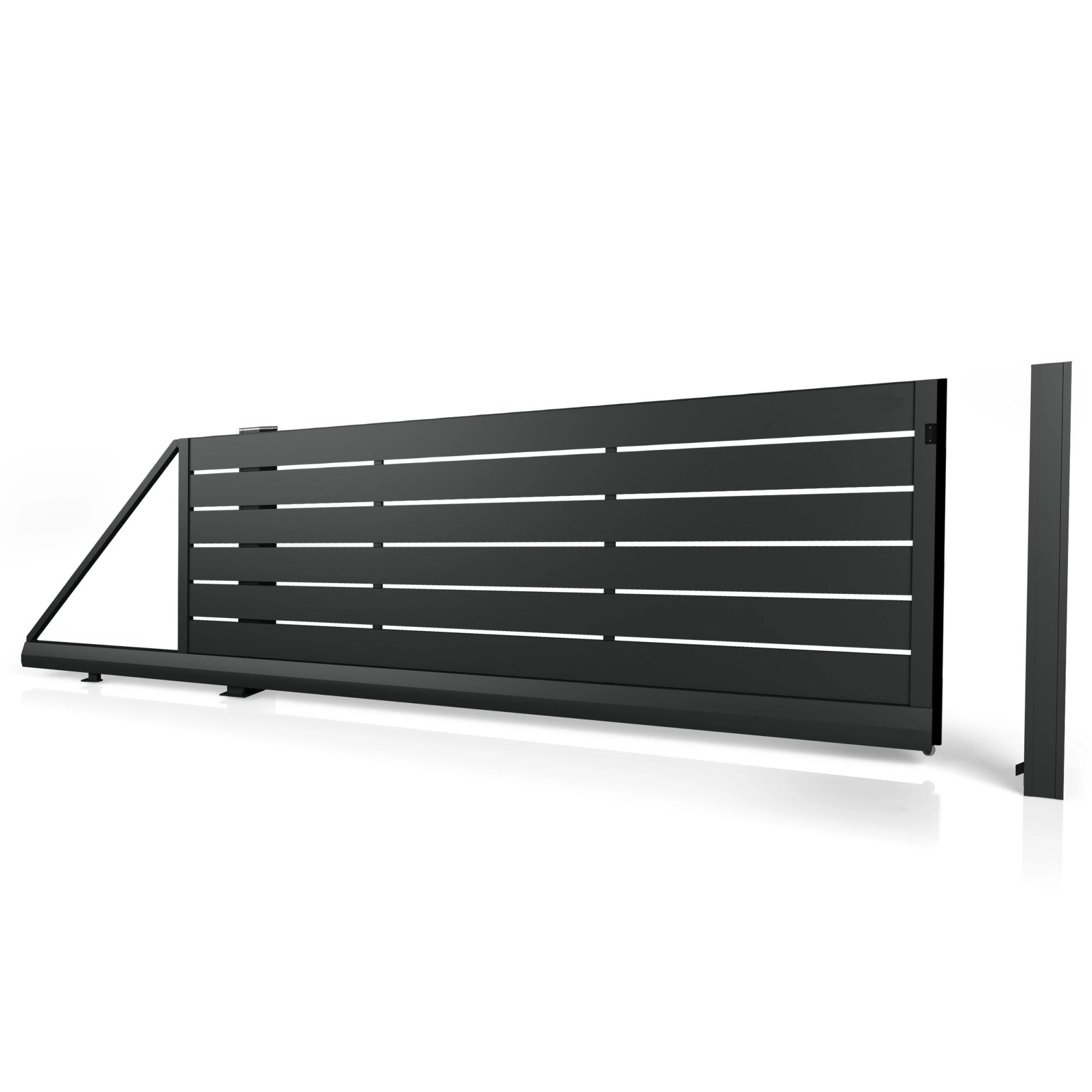 Samonosná posuvná brána HN 01, hliníková, na míru (šířka 2400 - 5500 mm, výška 1000 - 2000 mm), barva na přání
