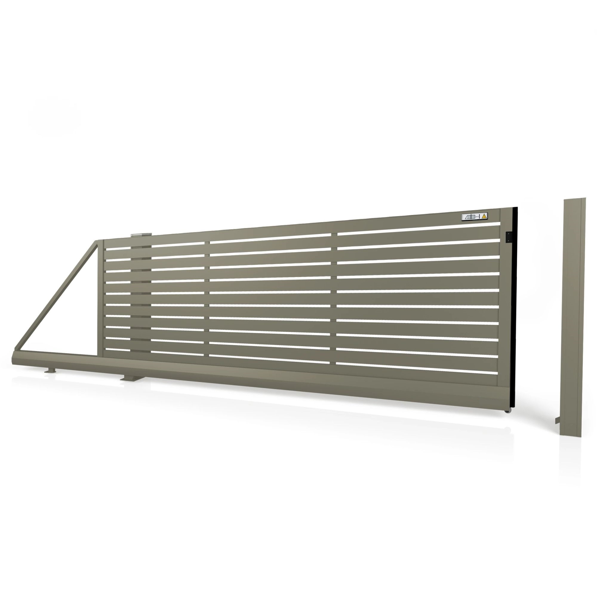 Samonosná posuvná brána HN 02, hliníková, na míru (šířka 2400 - 5500 mm, výška 1000 - 2000 mm), šedá RAL 7030 