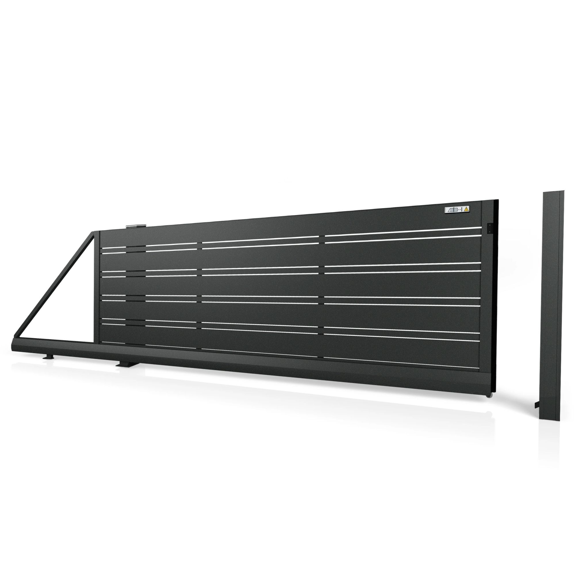 Samonosná posuvná brána HN 05, hliníková, na míru (šířka 2400 - 5500 mm, výška 1000 - 2000 mm), černá struktur